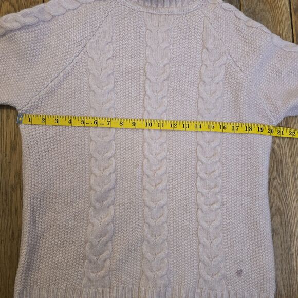 Kari Traa Women's Lid Knit Medium Cable-Knit Light Pink Turtleneck Sweater - Picture 9 of 10